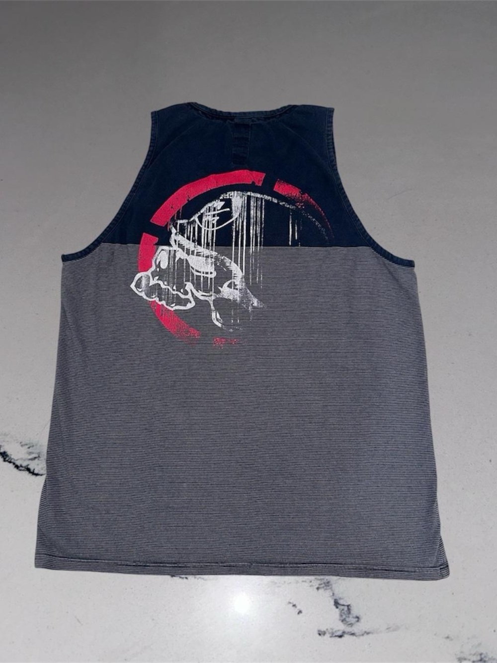Vintage Y2K Metal Mulisha Skull Striped Tank Top Size L